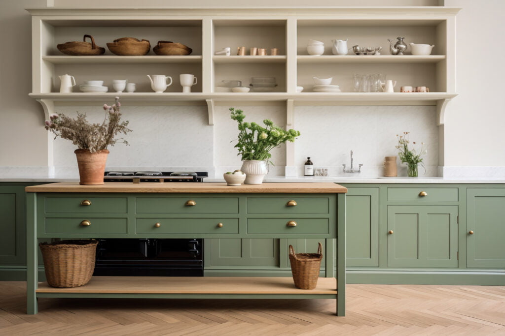 farmhouse sage green kitchen cabinets