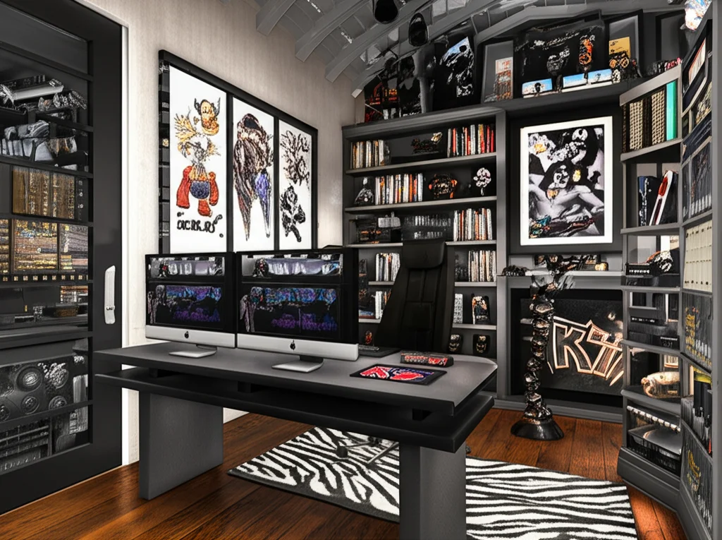 Gene Simmons' Beverly Hills home interior showcasing modern design and rock and roll edge.