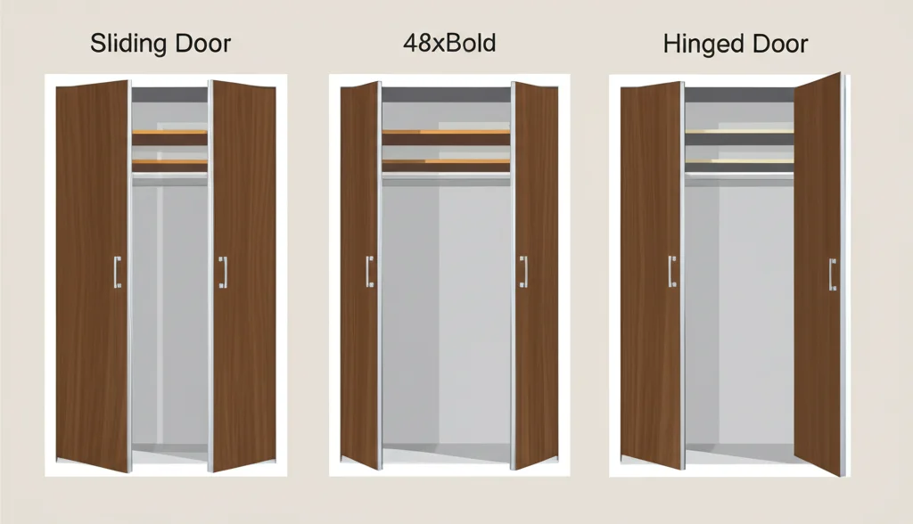 Bifold closet doors, maximizing space and accessibility in a bedroom.