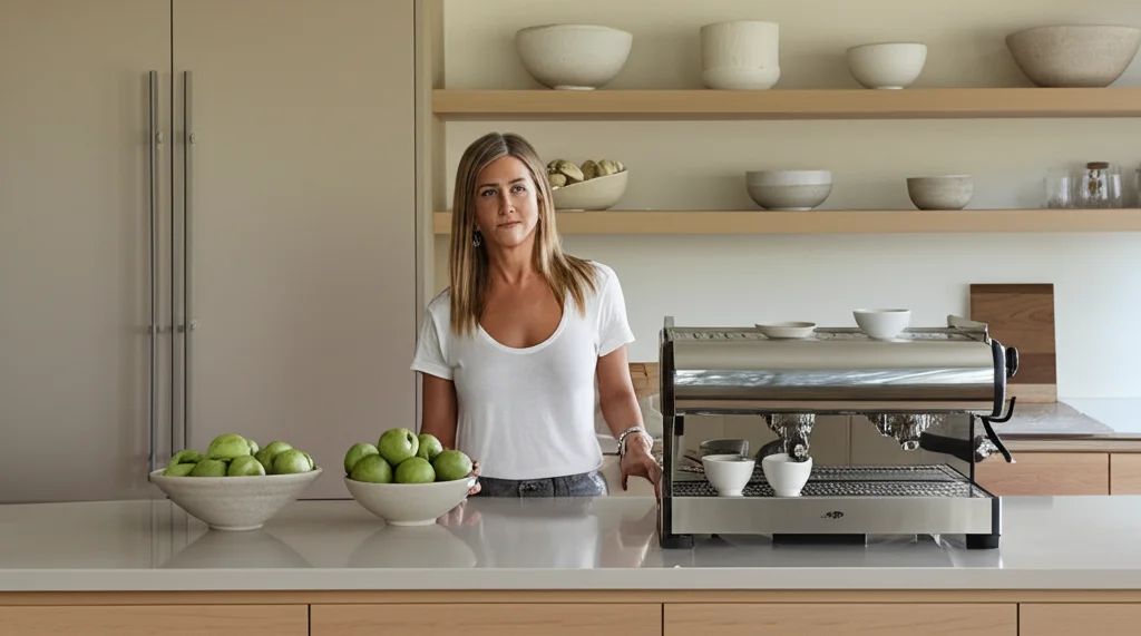 Jennifer Aniston's Bel-Air mansion showcasing mid-century modern architecture and expansive windows.
