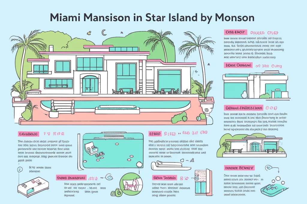 An aerial view of Star Island in Miami, showcasing its luxurious waterfront properties and exclusive atmosphere.