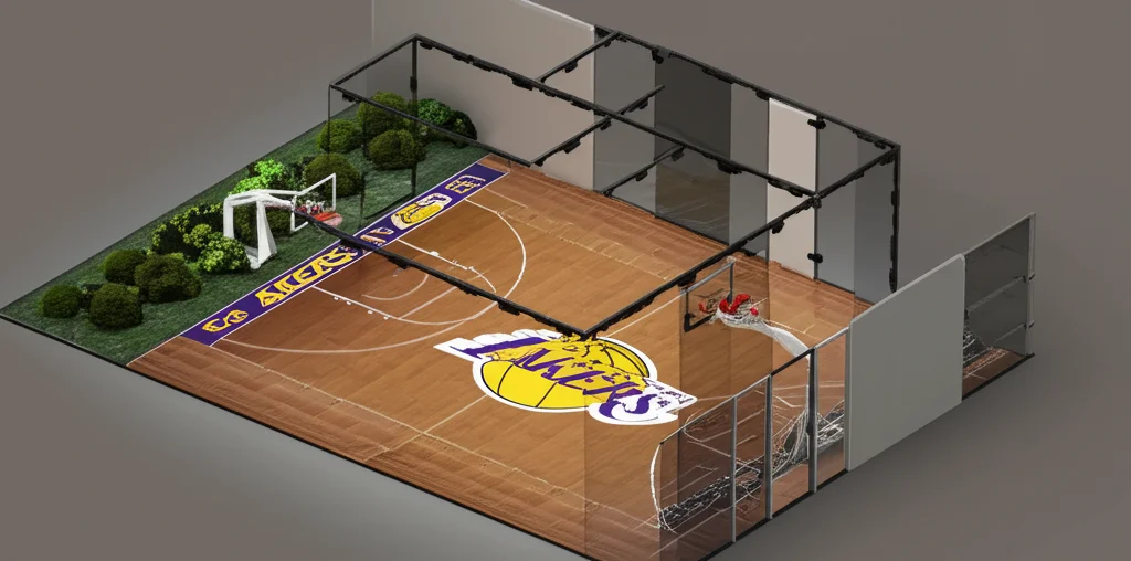 Exterior view of LeBron James' Los Angeles mansion, showcasing its size and architectural style