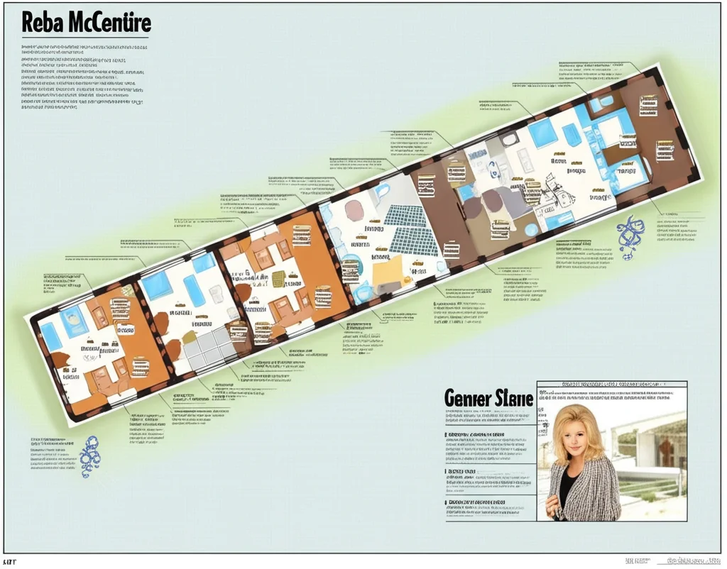 Interior shot of Reba McEntire's living room, highlighting the cozy furniture and natural light