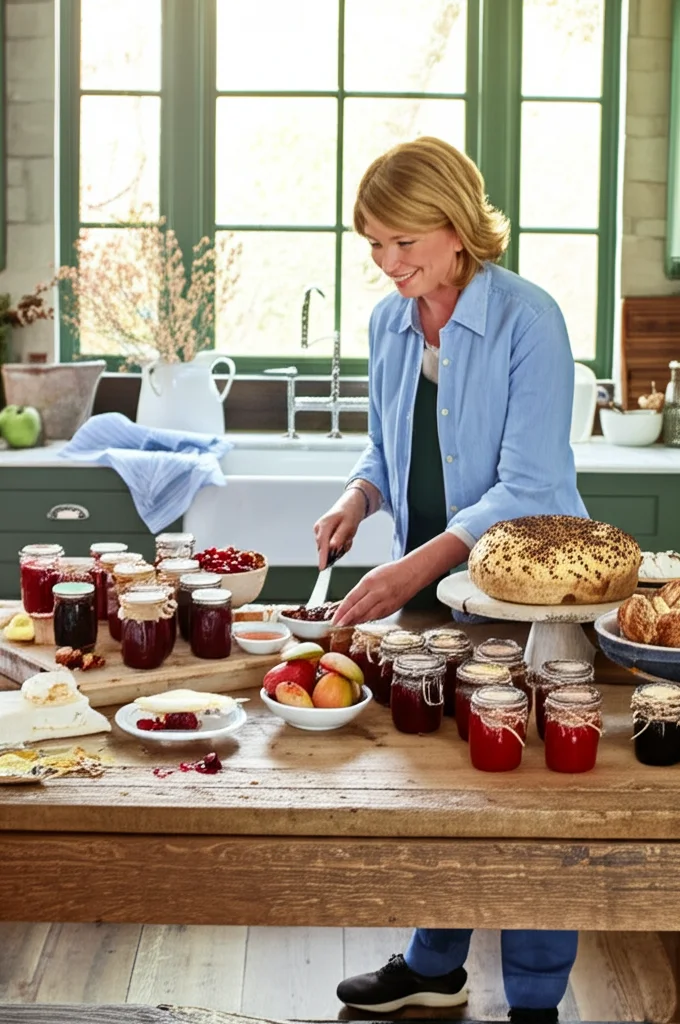 Martha Stewart's garden showcasing various flowers and greenery in her Bedford estate