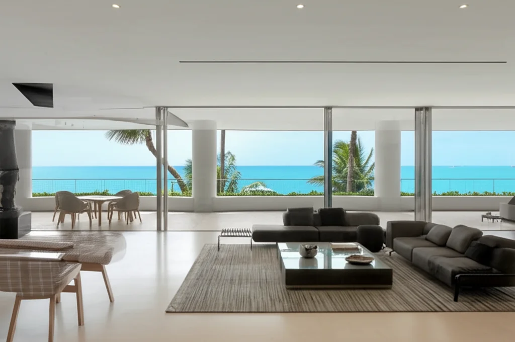 Exterior view of Matt Damon and Luciana Barroso's Miami mansion showcasing modern architecture and lush landscaping.