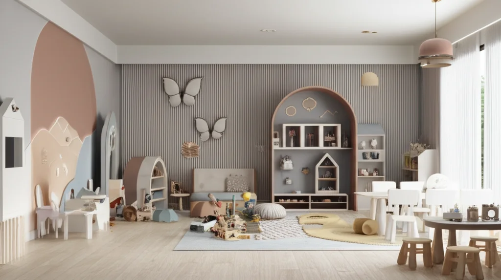 Designer clothing closet for Stormi Webster, organized by color and style.