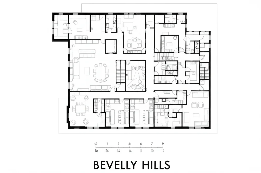 Interior view of Travis Scott's Beverly Hills mansion showcasing minimalist design and open space